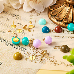 Комплекты украшений для самодельных полукруглых сережек-гвоздиков из непрозрачной смолы&nbsp;DIY-TA0010-78