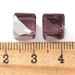K9ガラス模造オーストリアクリスタルビーズ  穴がない  正方形  ロージーブラウン  8x8x8mm&nbsp;GLAA-P069-01C-212