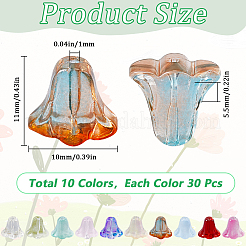 300 шт. 10-цветные прозрачные стеклянные колпачки для бусин&nbsp;GLAA-SP0001-12