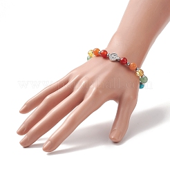 Эластичный браслет из бусин из смешанных натуральных и синтетических драгоценных камней BJEW-JB09257