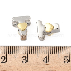 真鍮ビーズ  カドミウムフリー＆鉛フリー  プラチナ·ゴールデン  文字t  11x9x7.5mm  穴：5x4mm&nbsp;KK-S337-10GP-T