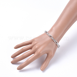 アルミニウム クリップ チェーン ブレスレット & ネックレス ジュエリー セット  フラワー合金マンテル付き  プラチナ  7-5/8インチ（19.5cm）  15.94インチ（40.5cm）&nbsp;SJEW-JS01093