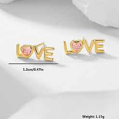 Романтические розовые серьги-сердечки с любовным дизайном для повседневной носки у женщин RW2928-1