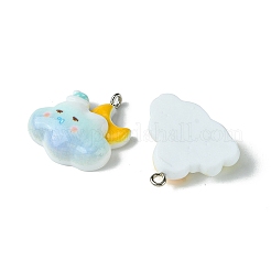 5個5色不透明樹脂ペンダント  ミックスカラー  雲  23x25x6.5mm  穴: 2mm 1pc/color&nbsp;RESI-FS0001-67B