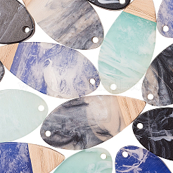 16шт 4 цвета непрозрачной смолы и подвески из орехового дерева&nbsp;RESI-CJ0001-208