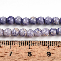 ペイントガラスビーズを焼く  磁器のビーズを模倣する  ラウンド  紫色のメディア  4~4.5mm  穴：0.8mm&nbsp;X1-DGLA-N003-4mm-C08