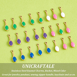 30 шт. 5-х цветные эмалевые подвески из нержавеющей стали 304 STAS-UN0040-35