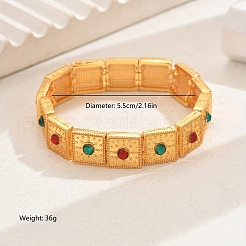 Элегантные винтажные латунные браслеты с квадратными бусинами и разноцветными стразами для женщин&nbsp;GA9920