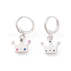 Серьги-кольца из латунного микро-паве с фианитами EJEW-F233-07P