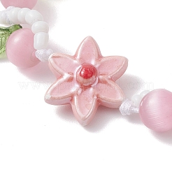 Плетеные браслеты из бусин ручной работы из фарфора&nbsp;BJEW-TA00700-02