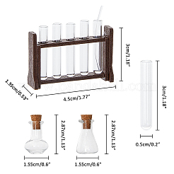 Штатив для пробирок и мерный стакан из дерева и стекла&nbsp;DJEW-WH0039-95B