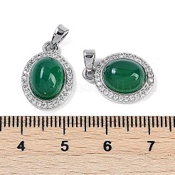 Овальные подвески из натурального зеленого оникса и агата (окрашенные и нагретые)&nbsp;KK-U043-34P-01