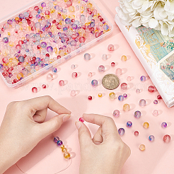 450шт 5 цвета матовые окрашенные спреем стеклянные бусины нити GLAA-PH0001-53