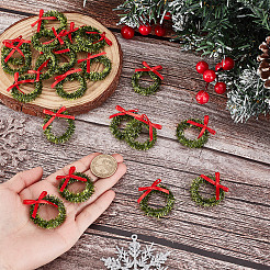 Полиэстер с железным миниатюрным рождественским венком&nbsp;AJEW-WH0609-182B