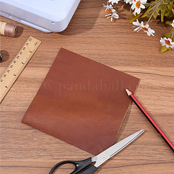 マッドホースハイドレザーの布地  DIYクラフト  正方形  ココナッツブラウン  150x150x2mm&nbsp;DIY-CL0002-53