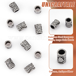 10 шт. европейские бусины из нержавеющей стали 304 FIND-UN0003-86