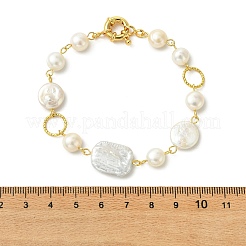 Braccialetti da donna in ottone con perline coltivate d'acqua dolce e perle keshi per donna.&nbsp;BJEW-JB14042