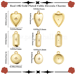 12 шт. 3-х стилевые латунные подвески с микропаве из кубического циркония&nbsp;ZIRC-BBC0002-53