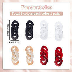 4 пара двухцветных акриловых сережек-гвоздиков с подвесками в виде конского глаза и стальными железными штифтами для женщин EJEW-AN0004-11