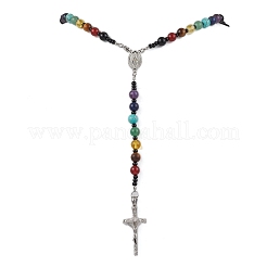 Драгоценный камень чакра крест кулон четки бусины ожерелья для женщин NJEW-TA00176