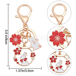 5 шт. 5-х стильный эмалированный брелок-подвеска в виде кролика с подвеской в виде сакуры и облака KEYC-DR0001-11