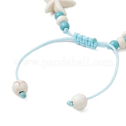 3 bracelet tressé en perles turquoise synthétiques&nbsp;BJEW-JB12130