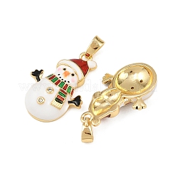 Weihnachts-Messing-Mikropflaster-Zirkonia-Emaille-Anhänger&nbsp;KK-B161-15G-03