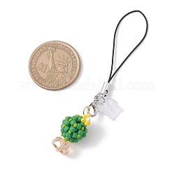 Рождественская тематика стеклянные семена и ПВХ мобильные пылезащитные заглушки подвесные украшения&nbsp;HJEW-MZ00338-03