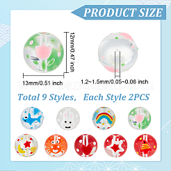 18 pz 9 perline trasparenti fatte a mano in lampwork&nbsp;LAMP-OC0001-63
