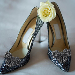 2 pz decorazioni per scarpe staccabili con fiocco di cristallo e strass&nbsp;FIND-GO0002-06B