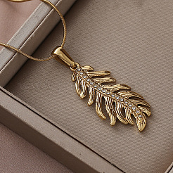 Женское ожерелье с подвеской в виде листа из нержавеющей стали 304&nbsp;EA5078