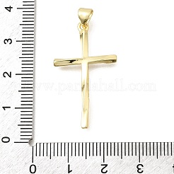 真鍮マイクロパヴェクリアキュービックジルコニアペンダント  クロスチャーム  18KGP本金メッキ  32x18.5x2mm  穴：3x3.5mm&nbsp;KK-D255-05G-04