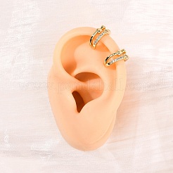 Серьги-каффы в форме сердца с микропаве из латуни и прозрачными кубическими цирконами&nbsp;LS-EJEW-D328-05G-02