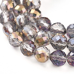 電気メッキガラスビーズセット  半分メッキ  多面カット  苺  黄金メッキ  6~6.5x6mm  穴：1.2mm  約78個/連  18.9インチ（48cm）&nbsp;EGLA-L018-A-HP02
