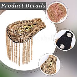 Кисточка из железной цепочки в форме капли с эполетами из стразов&nbsp;AJEW-WH20006-326A-G