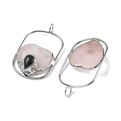 Крупные подвески из натурального розового кварца и обсидиана.&nbsp;G-Z142-01P-A01