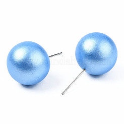 Расписные круглые серьги из дерева шима для девочек и женщин EJEW-T017-01B