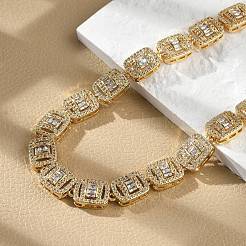 Латунные прямоугольные цепочки с микропаве из кубического циркония для женщин NJEW-C081-01G