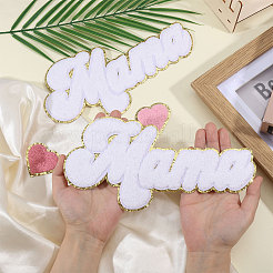 4 Stück 2 Stile Muttertagsthema Chenille Stickgarn zum Aufbügeln/Aufnähen von Patches&nbsp;PATC-CA0001-24A