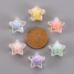透明なアクリルビーズ  二層ビーズ  ABカラー  多面カット  スター  ミックスカラー  14x15x8.5mm  穴：2mm&nbsp;X-TACR-S152-02D