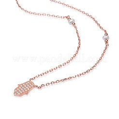 Рука хамсы/рука Фатимы/рука Мириам 925 ожерелье из стерлингового серебра с кубическим цирконием TS-N316-RG