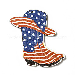 Большие подвески из осины с принтом на тему американского флага WOOD-G014-08