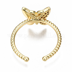 Латунные микро проложить манжеты кольца кубического циркония&nbsp;RJEW-N035-035-NF