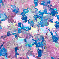 480 pz 3 perline acriliche trasparenti a forma di stella colorate&nbsp;DIY-BT0001-17