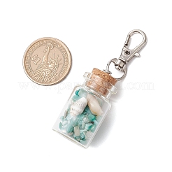 Бусины из натурального лазурита/аметиста/сердолика/цитрина/розового кварца/амазонита и ракушек внутри стеклянной бутылки желаний HJEW-JM03220