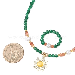 Conjuntos de joyas de jade blanco&nbsp;SJEW-JS01338-02