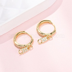 Серьги-кольца из стерлингового серебра с микропаве из прозрачных кубических цирконий с застежкой-молнией 925&nbsp;EJEW-K317-01G