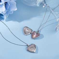 2 шт. 316 хирургическая нержавеющая сталь сердце фото медальон кулон кабель цепь ожерелья для женщин NJEW-DC0001-15P