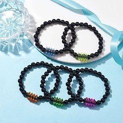 Braccialetti con perline elasticizzate in acrilico rotonde e primaverili&nbsp;BJEW-JB10224-02