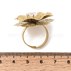 201 anelli a polsino regolabili da donna in acciaio inossidabile con pavé di zirconi cubici singoli.&nbsp;RJEW-K318-02D-G